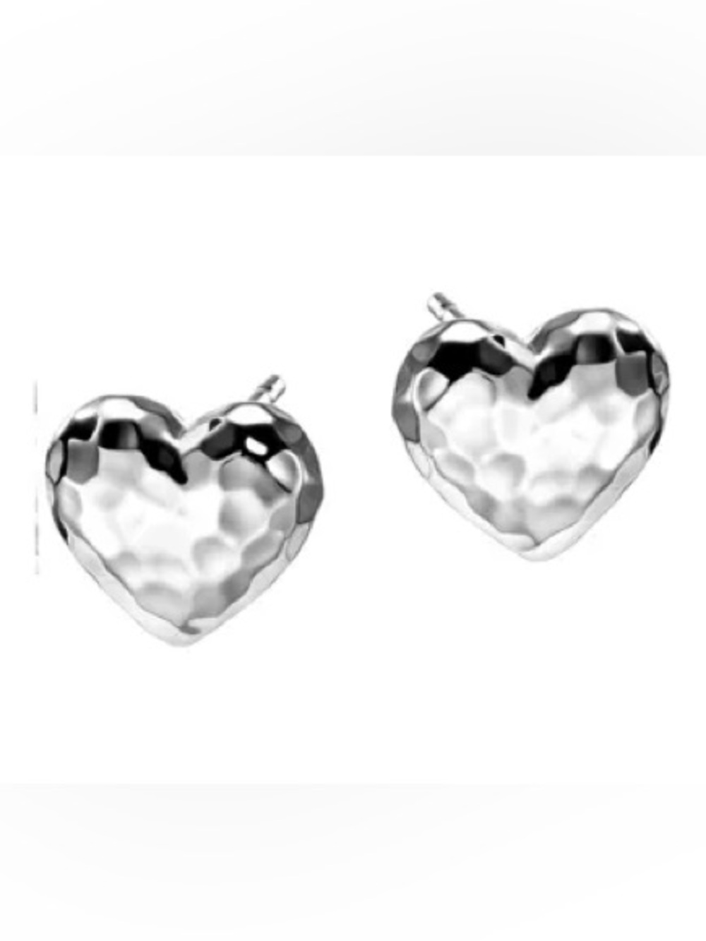 JAI Sterling Silver Hammered Heart Stud Earrings (NEW)